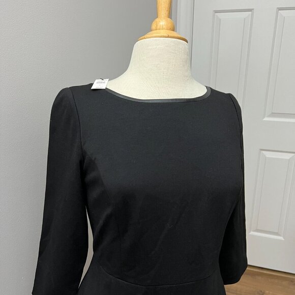 NEW Talbots Tipped Ponte Sheath Dress with Faux Leather Trim Sz 2 - Picture 12 of 13
